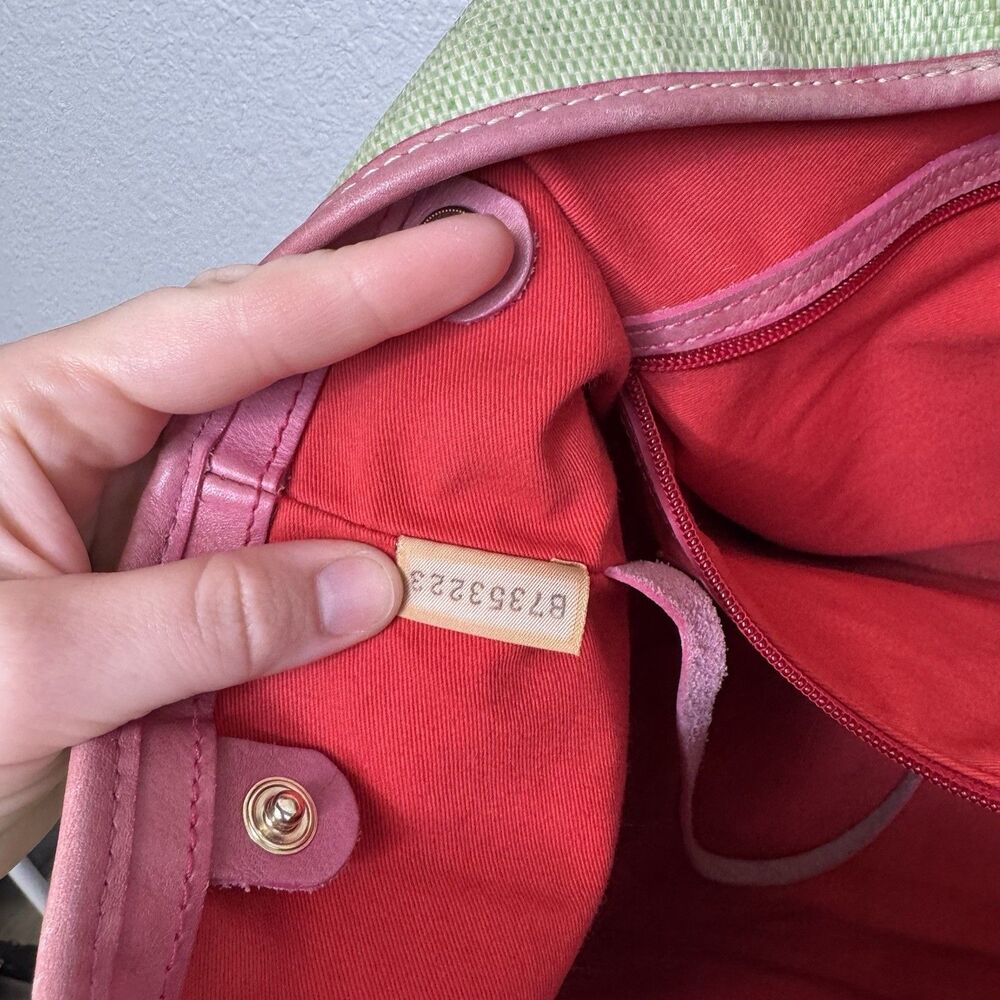 Dooney and Bourke Large Shopper Tote/East West Green Pink - Picture 4 of 5